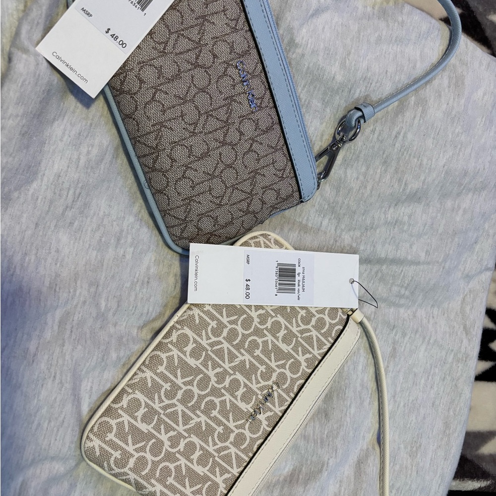 Calvin Klein Beige and Blue Wristlet Set